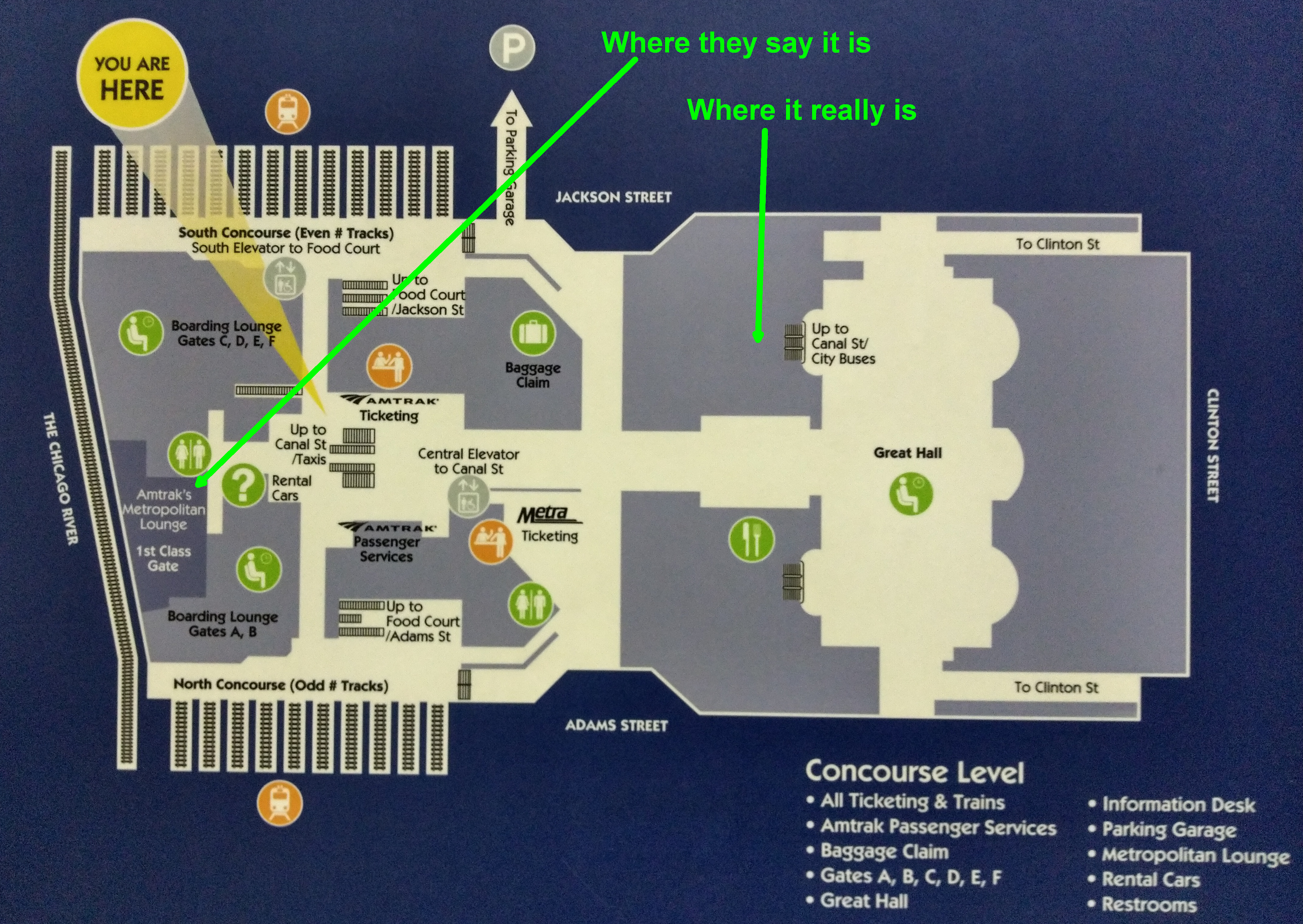 Union Station Chicago Map Bad signage at Chicago Union Station   Ant like Persistence