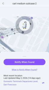 resting place of tracking tag