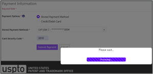 screen showing Trademark Center frozen