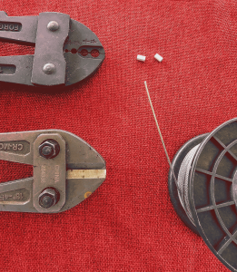 steel cable and sleeves and tools
